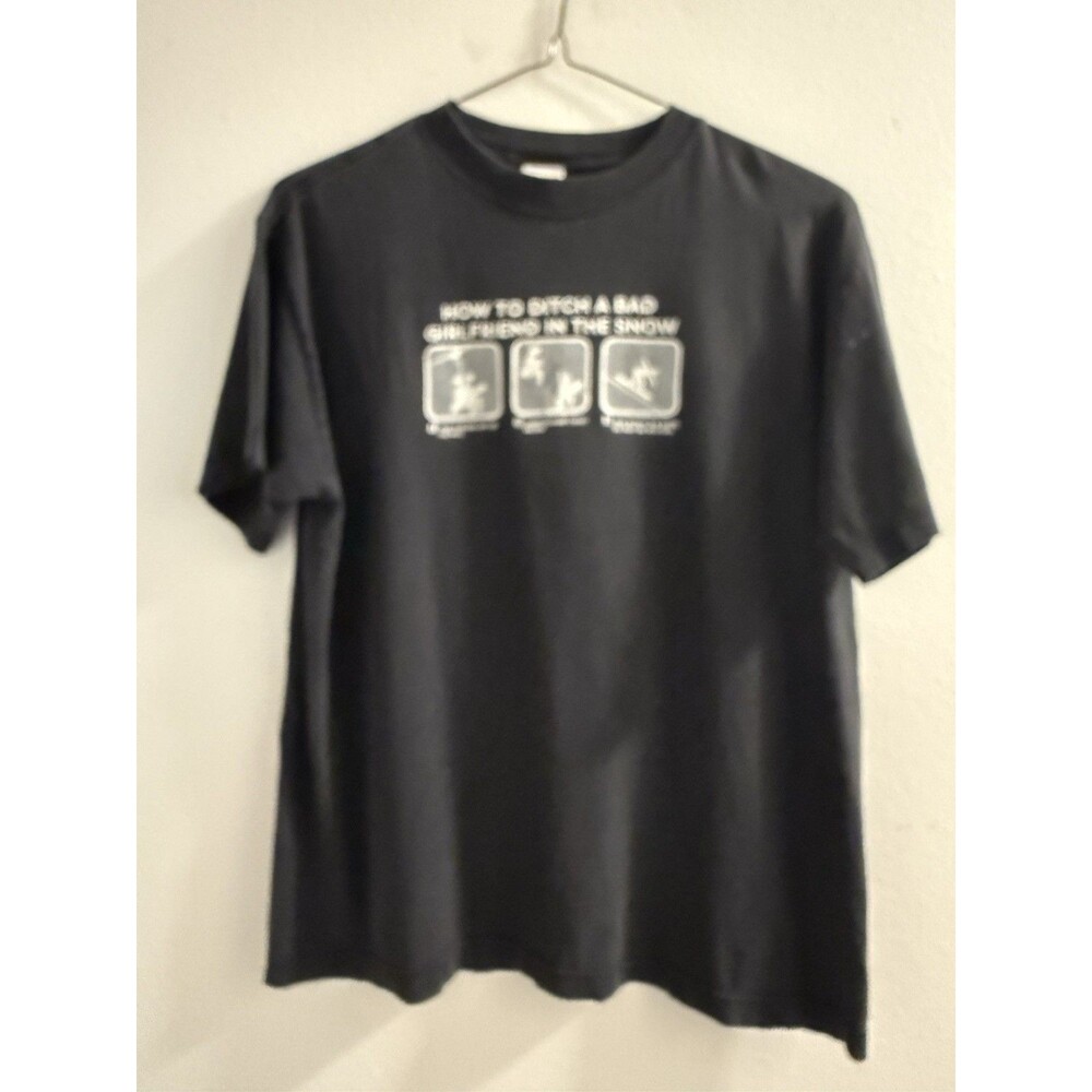 Funny Snowboarding T Shirt Ditch Bad Girlfriend Snow Black Made USA M